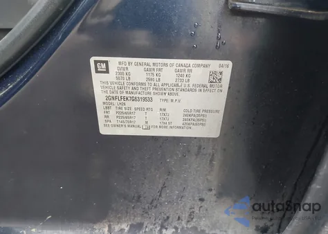 2016 Chevrolet Equinox Lt z USA, uszkodzony, nr VIN 2GNFLFEK7G6319533